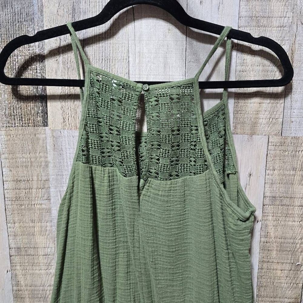 Old Navy Olive Green Gauzy Lace Jumpsuit Jumper XL Gorpcore Minimalist Comfy - Picture 4 of 6